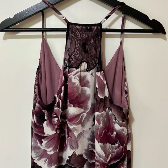 Guess| NEW Gorgeous Purple Black Floral Lace Long Chemise Dress Sz S w/Tags - Picture 6 of 11